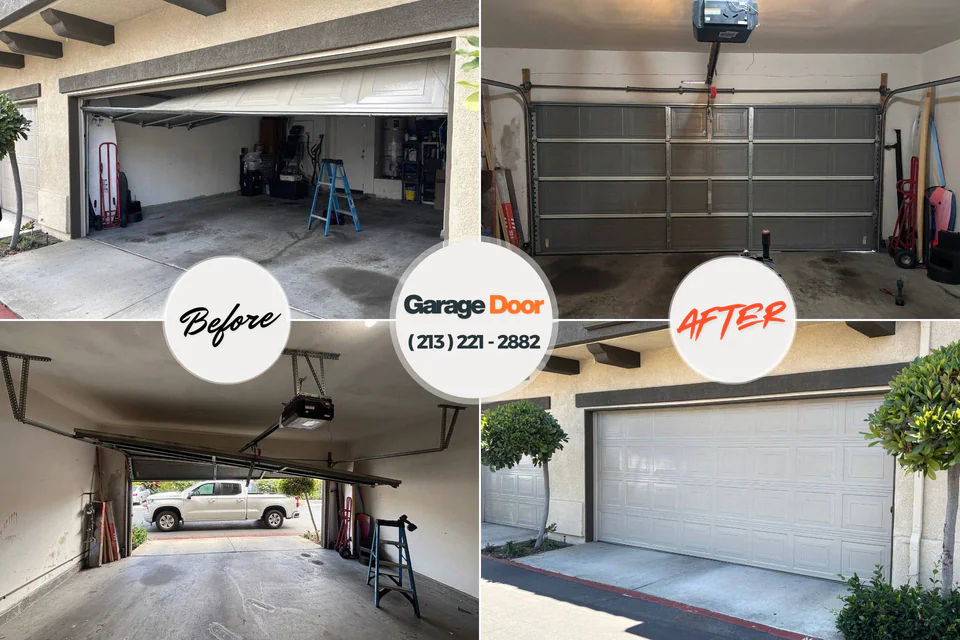 Before and after: garage door repair Pawcatuck, CT